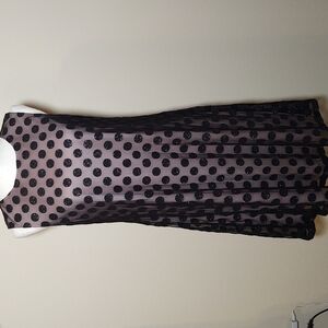 Nine West Shift Dress Black Polka Dot Sheer Fully Lined